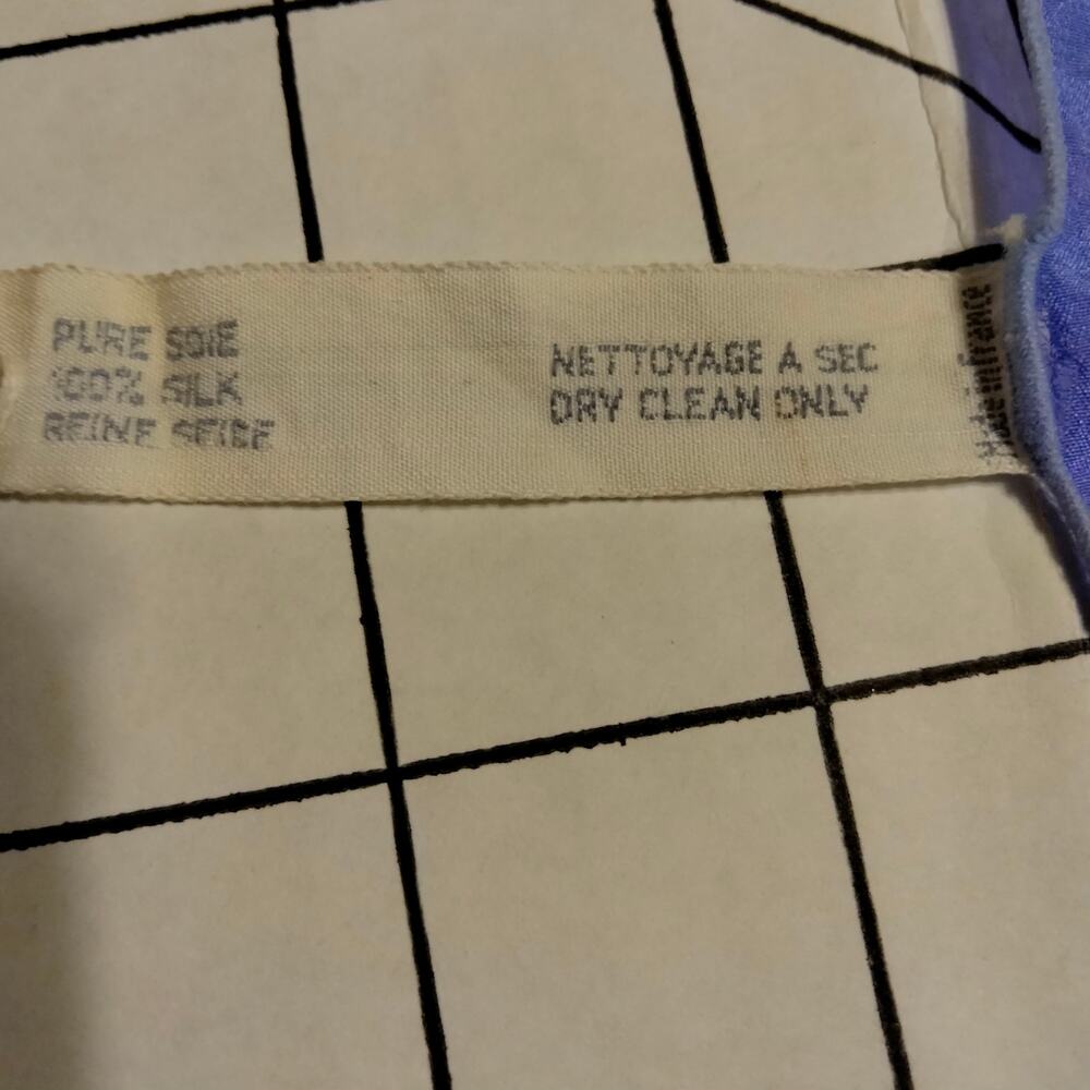 Christian Dior Vintage 80s Periwinkle & Multicolor 100% Silk Scarf - Picture 4 of 7